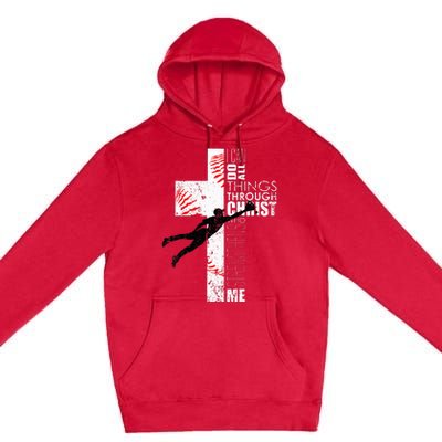 Christian Baseball Religious Cross Graphic Premium Pullover Hoodie