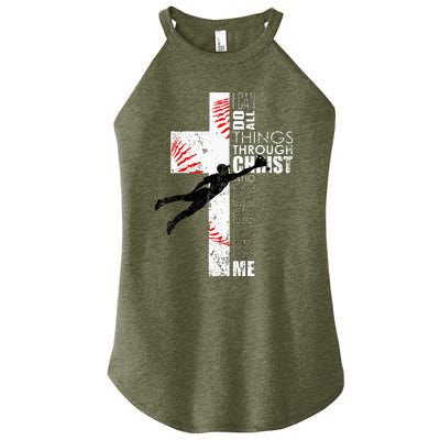 Christian Baseball Religious Cross Graphic Women’s Perfect Tri Rocker Tank