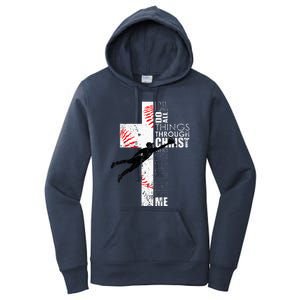 Christian Baseball Religious Cross Graphic Women's Pullover Hoodie