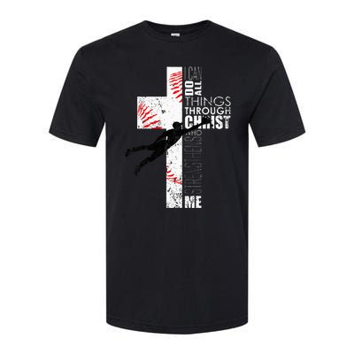 Christian Baseball Religious Cross Graphic Softstyle CVC T-Shirt