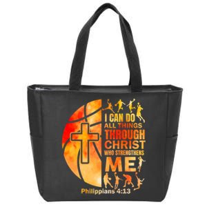 Christian Basketball Religious Bible Verses Zip Tote Bag