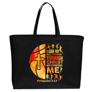 Christian Basketball Religious Bible Verses Cotton Canvas Jumbo Tote