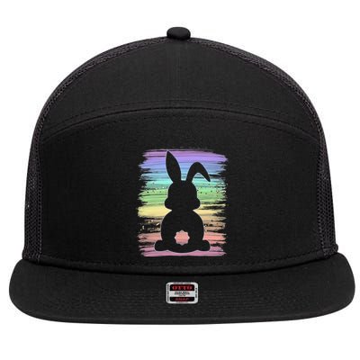 Cute Bunny Rabbit Pastel Happy Easter Day 7 Panel Mesh Trucker Snapback Hat