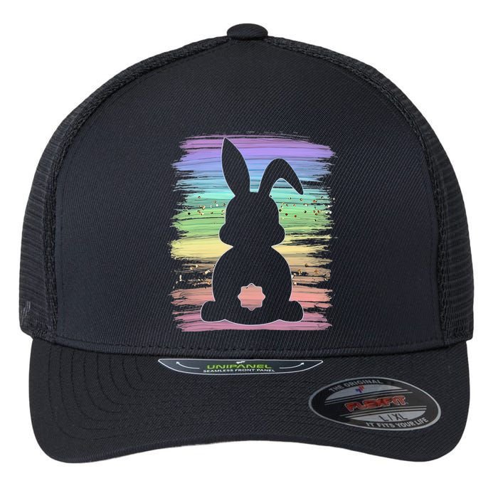 Cute Bunny Rabbit Pastel Happy Easter Day Flexfit Unipanel Trucker Cap