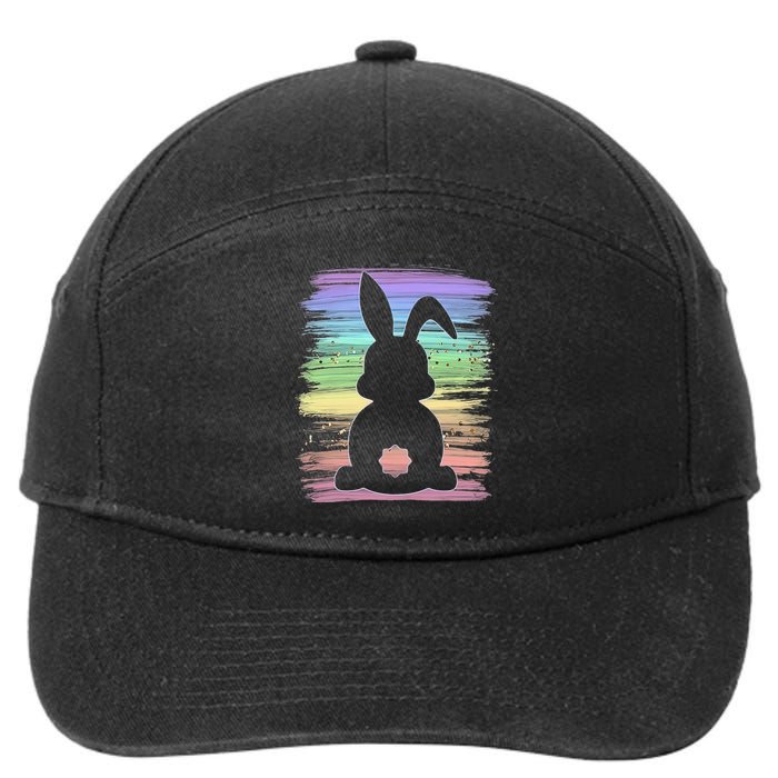 Cute Bunny Rabbit Pastel Happy Easter Day 7-Panel Snapback Hat