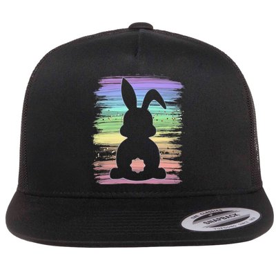 Cute Bunny Rabbit Pastel Happy Easter Day Flat Bill Trucker Hat