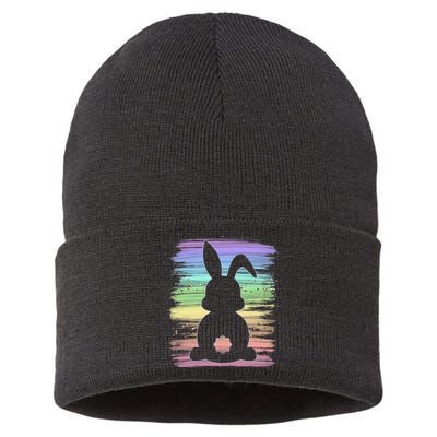 Cute Bunny Rabbit Pastel Happy Easter Day Sustainable Knit Beanie