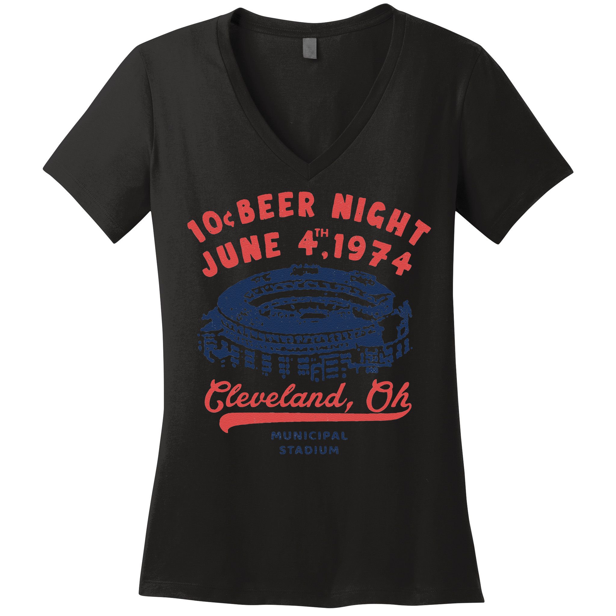 Cleveland Baseball Retro 10 Cent Beer Night Women's V-Neck T-Shirt