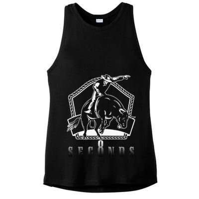 Cowboy Bull Riding Ask Me In Eight Seconds Ladies PosiCharge Tri-Blend Wicking Tank