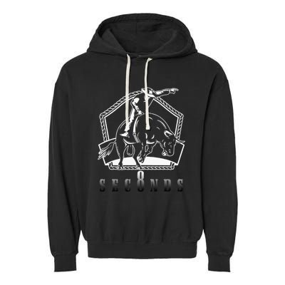 Cowboy Bull Riding Ask Me In Eight Seconds Garment-Dyed Fleece Hoodie