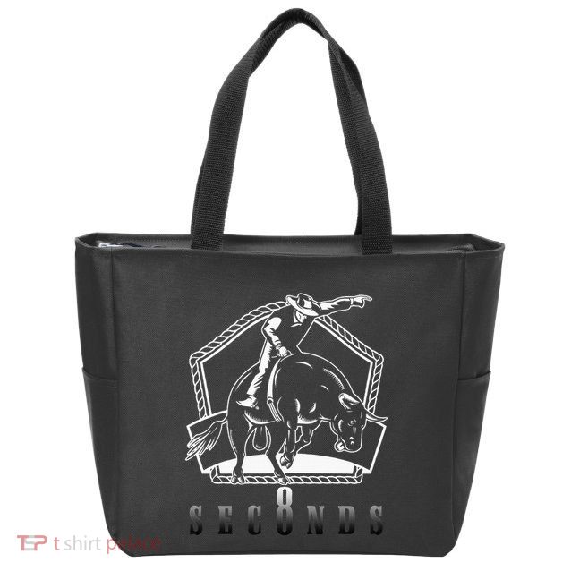 Cowboy Bull Riding Ask Me In Eight Seconds Zip Tote Bag