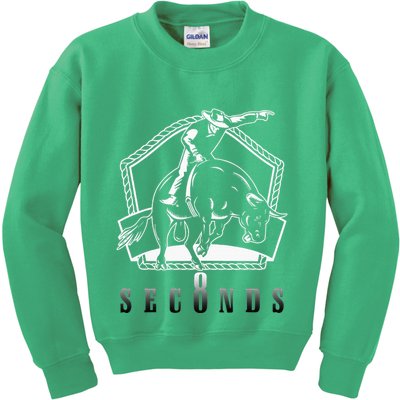 Cowboy Bull Riding Ask Me In Eight Seconds Kids Sweatshirt