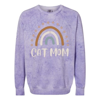 Cute Boho Rainbow Cat Mom Colorblast Crewneck Sweatshirt