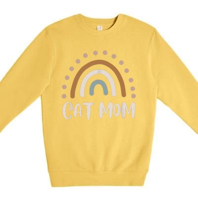 Cute Boho Rainbow Cat Mom Premium Crewneck Sweatshirt