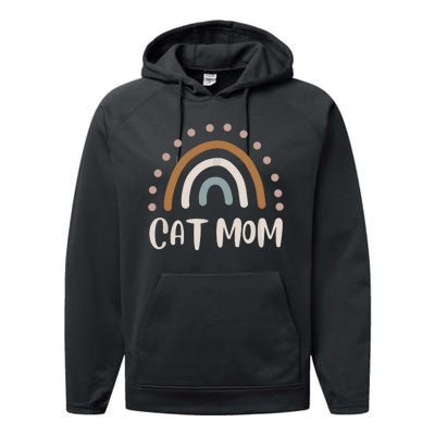 Cute Boho Rainbow Cat Mom Performance Fleece Hoodie