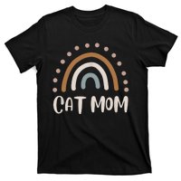 Cute Boho Rainbow Cat Mom T-Shirt