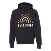 Cute Boho Rainbow Cat Mom Premium Hoodie