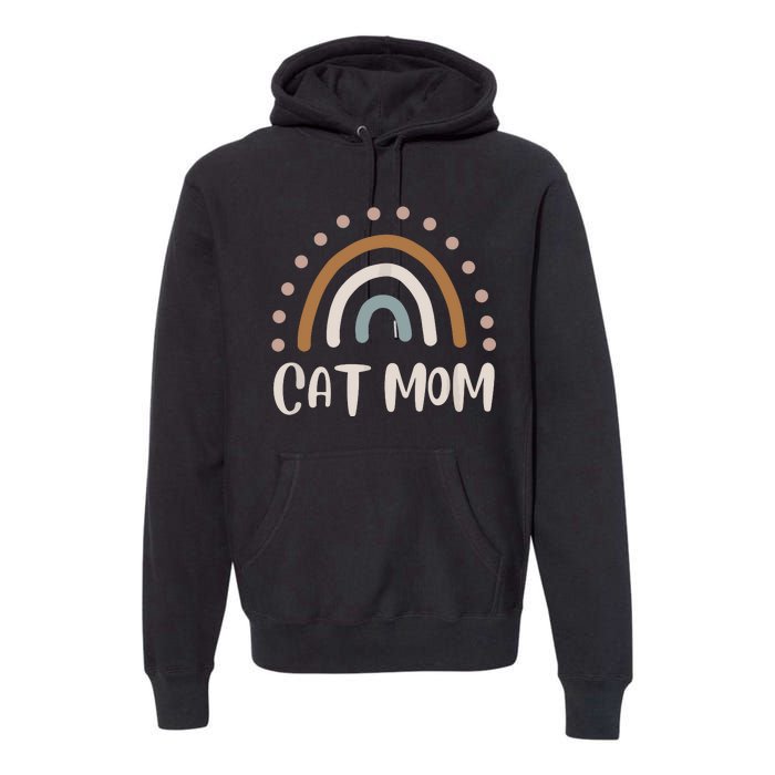 Cute Boho Rainbow Cat Mom Premium Hoodie