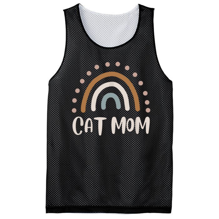 Cute Boho Rainbow Cat Mom Mesh Reversible Basketball Jersey Tank