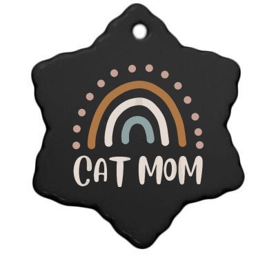 Cute Boho Rainbow Cat Mom Ceramic Star Ornament