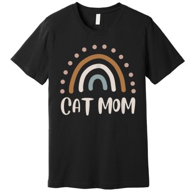 Cute Boho Rainbow Cat Mom Premium T-Shirt