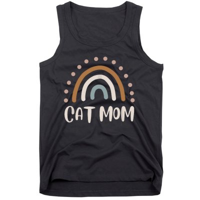 Cute Boho Rainbow Cat Mom Tank Top