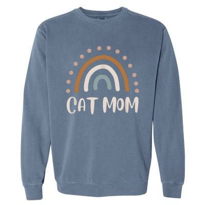 Cute Boho Rainbow Cat Mom Garment-Dyed Sweatshirt