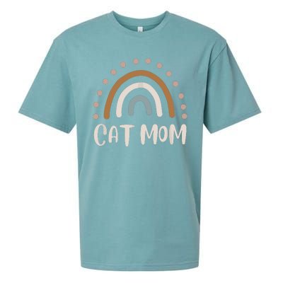 Cute Boho Rainbow Cat Mom Sueded Cloud Jersey T-Shirt