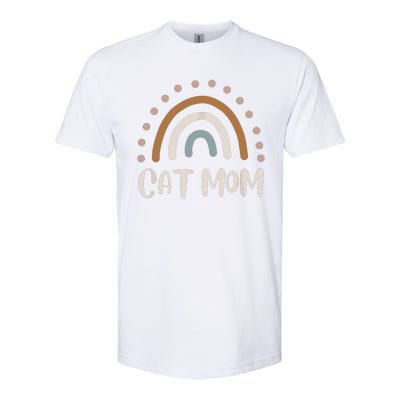 Cute Boho Rainbow Cat Mom Softstyle CVC T-Shirt