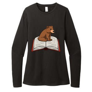 Cute Bear Reading Books Literature Nature Womens CVC Long Sleeve Shirt