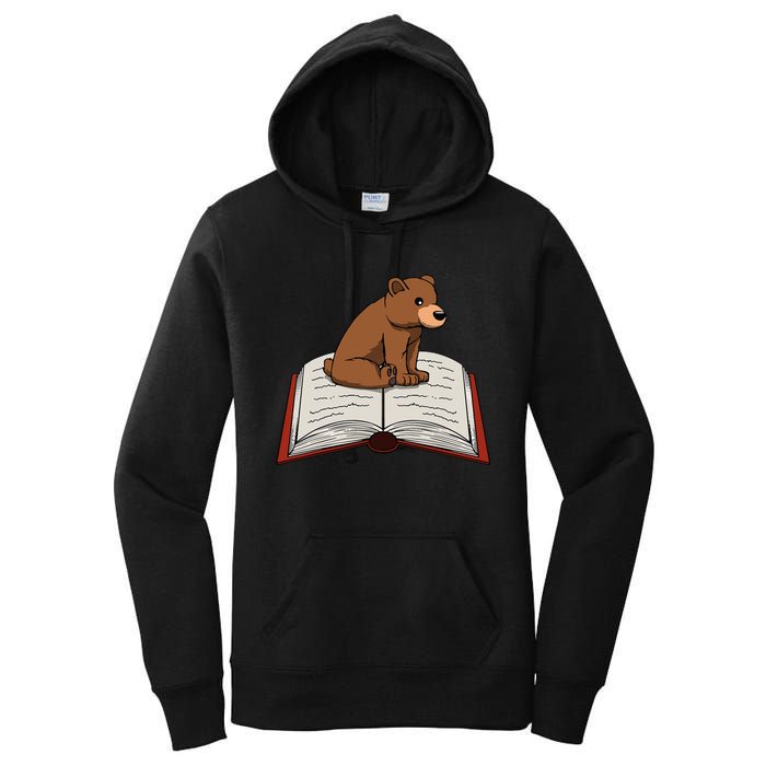 Cute Bear Reading Books Literature Nature Women's Pullover Hoodie