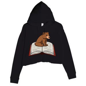 Cute Bear Reading Books Literature Nature Crop Fleece Hoodie