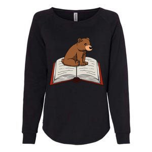 Cute Bear Reading Books Literature Nature Womens California Wash Sweatshirt