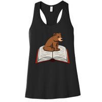 Cute Bear Reading Books Literature Nature Women's Racerback Tank