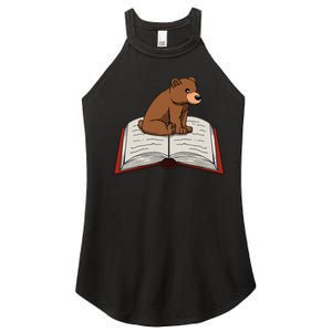 Cute Bear Reading Books Literature Nature Women's Perfect Tri Rocker Tank