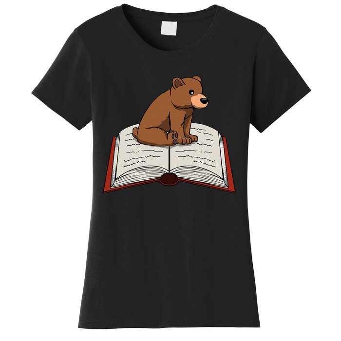 Cute Bear Reading Books Literature Nature Women's T-Shirt