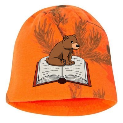 Cute Bear Reading Books Literature Nature Kati - Camo Knit Beanie