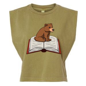 Cute Bear Reading Books Literature Nature Garment-Dyed Women's Muscle Tee