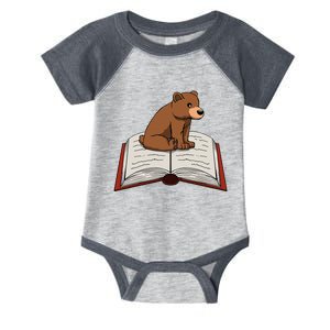 Cute Bear Reading Books Literature Nature Infant Baby Jersey Bodysuit