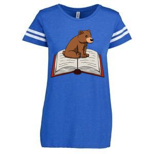 Cute Bear Reading Books Literature Nature Enza Ladies Jersey Football T-Shirt