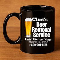 Clints Beer Removal Service Pints Pitchers Kegs 11oz C Handle Ceramic Mug