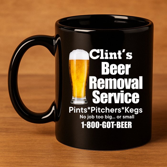 Clints Beer Removal Service Pints Pitchers Kegs 11oz C Handle Ceramic Mug