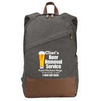 Clints Beer Removal Service Pints Pitchers Kegs Cotton Canvas Backpack
