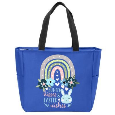 Cute Bunny Rabbit Easter Rainbow Bunny Easter Wishes Gift Zip Tote Bag