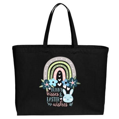 Cute Bunny Rabbit Easter Rainbow Bunny Easter Wishes Gift Cotton Canvas Jumbo Tote