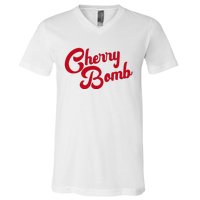 Cherry Bomb Retro Vintage Style Cute Graphic V-Neck T-Shirt