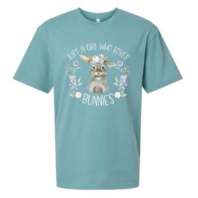 Cool Bunny Rabbit Gift Just A Girl Who Loves Bunnies Gift Sueded Cloud Jersey T-Shirt