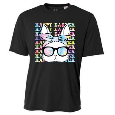 Cute Bunny Rabbit Face Tie Dye Glasses Girl Happy Easter Day Cooling Performance Crew T-Shirt