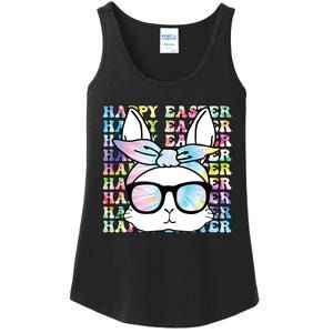 Cute Bunny Rabbit Face Tie Dye Glasses Girl Happy Easter Day Ladies Essential Tank