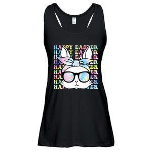 Cute Bunny Rabbit Face Tie Dye Glasses Girl Happy Easter Day Ladies Essential Flowy Tank